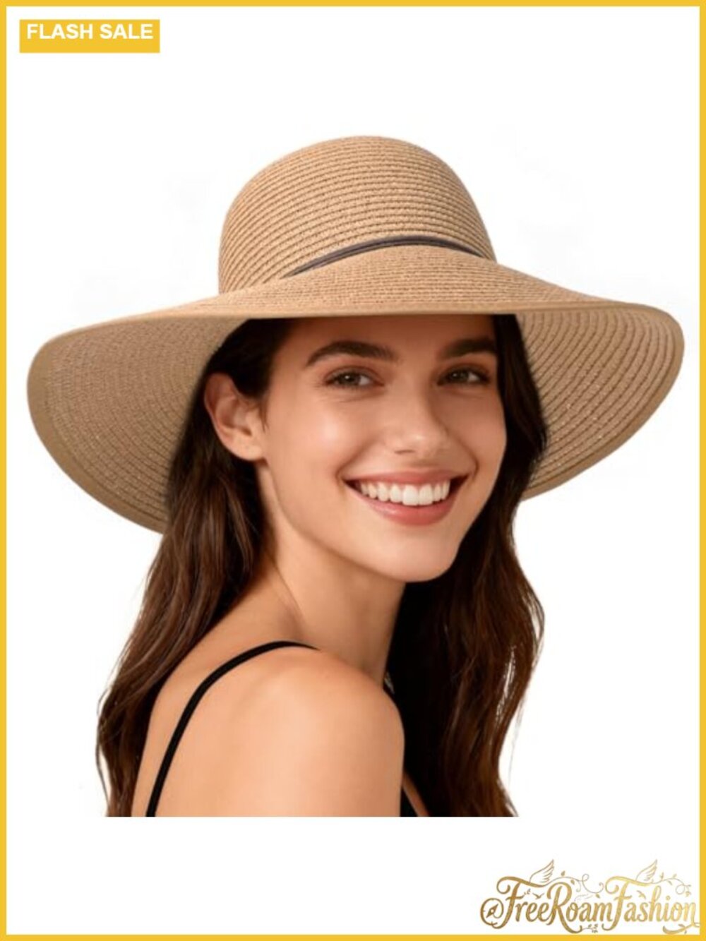 UPF 50+ Straw Sun Hat Wide Brim One Size Beach Travel